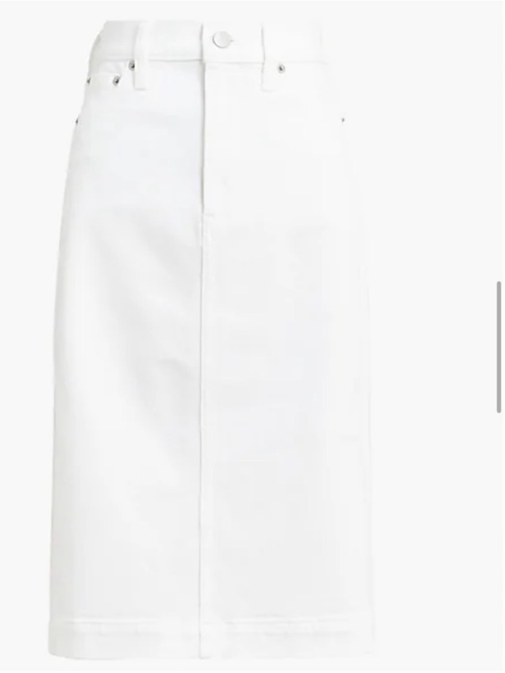 NWT J.Crew White Denim Midi Skirt Women’s Size 10 - Picture 5 of 14